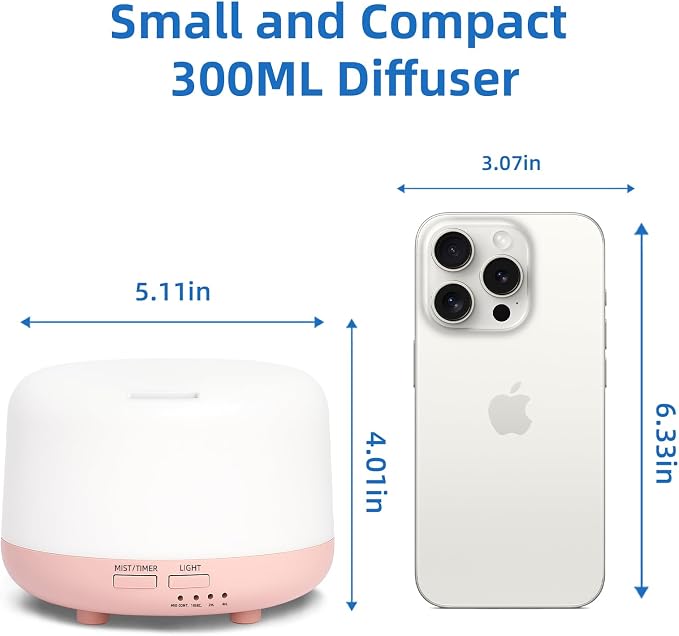 SPLITSKY 300ML Essential Oil Diffuser, Cool Mist Small Diffuser - Image 2