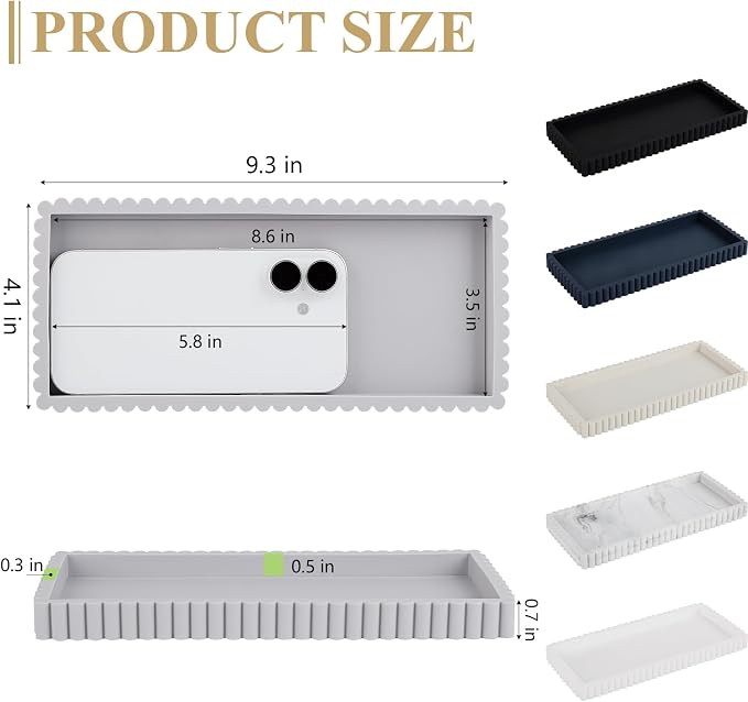 Silicone Bathroom Tray Small Vanity Organizer Rectangle Sink Caddy Sponge - Image 6