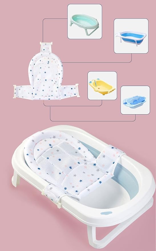 Breathable Mesh Newborn Baby Bath Mat Floating Foam Baby Tub Pillow Adjustable - Image 4