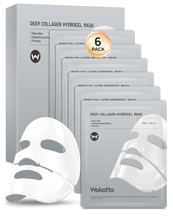 6 Pack Bio-Collagen Face Mask, Hydrating Overnight Masks, Fine Lines Face by Wokatta
