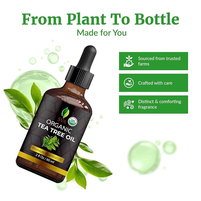 SVA Tea Tree Essential Oil Organic – 2 Fl Oz – 100% Natural Organic Tea Tree Oil - Image 4