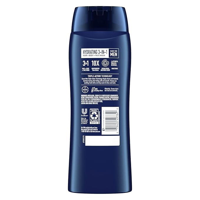 Suave Men Moisturizing Body, Face and Hair Wash, 3-in-1 - Image 2