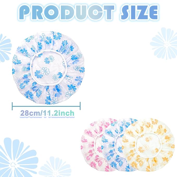 18Pcs Plastic Shower Caps for Women Waterproof Bath Caps Bathing Hair Cap - Image 2
