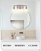 3-Light Vanity Light Fixture, Modern Brushed Nickel Wall Sconce Light Fixture - Image 2