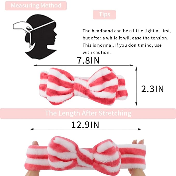 WHAVEL 6 Pack Pink Spa Headbands, Makeup Headbands Skincare Headbands - Image 2