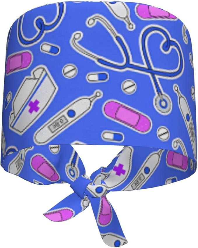 Working Cap Scrub Caps with Sweatband Adjustable Tie Back Hat Nurse Surgical - Image 7
