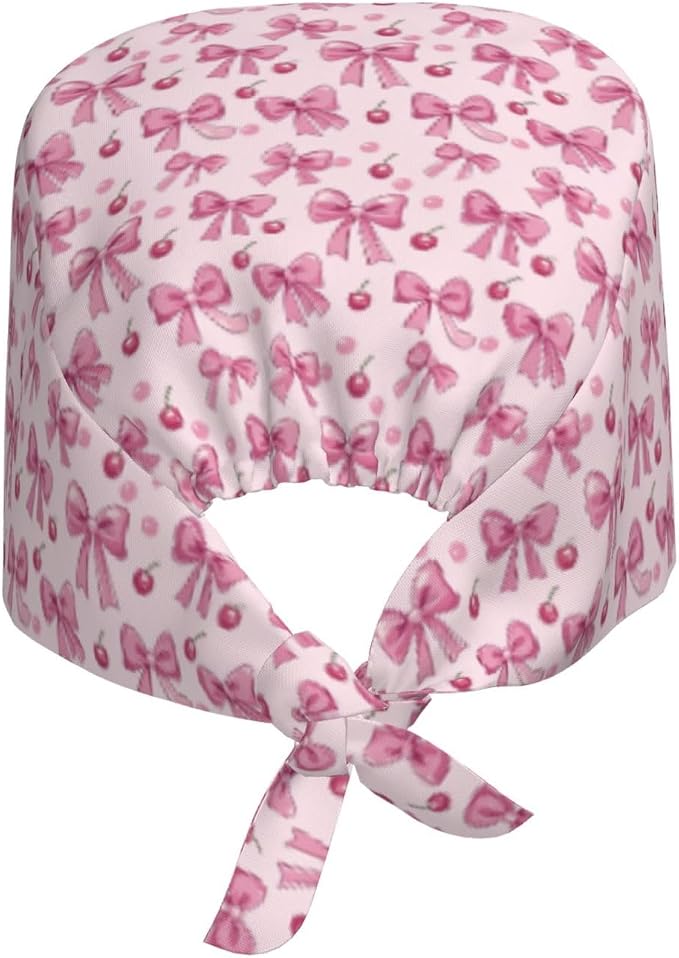 Scrub Cap for Women and Men Boho Black Leaf Pattern Adjustable Breathable - Image 8
