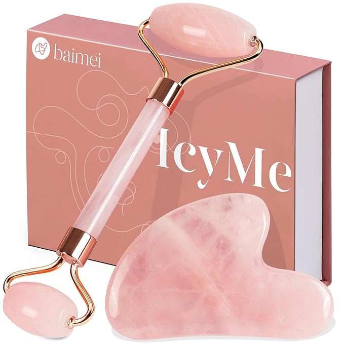 BAIMEI IcyMe Jade Roller & Gua Sha, Face Roller Redness Reducing Skin Care Tools by BAIMEI