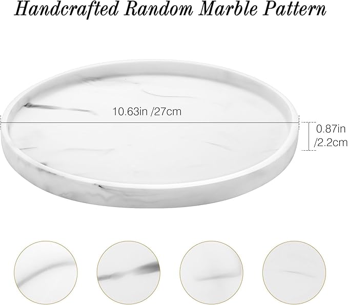 Luxspire Round Vanity Tray, 10.63 Inch Bathroom Vanity Tray Resin Kitchen Tray - Image 4