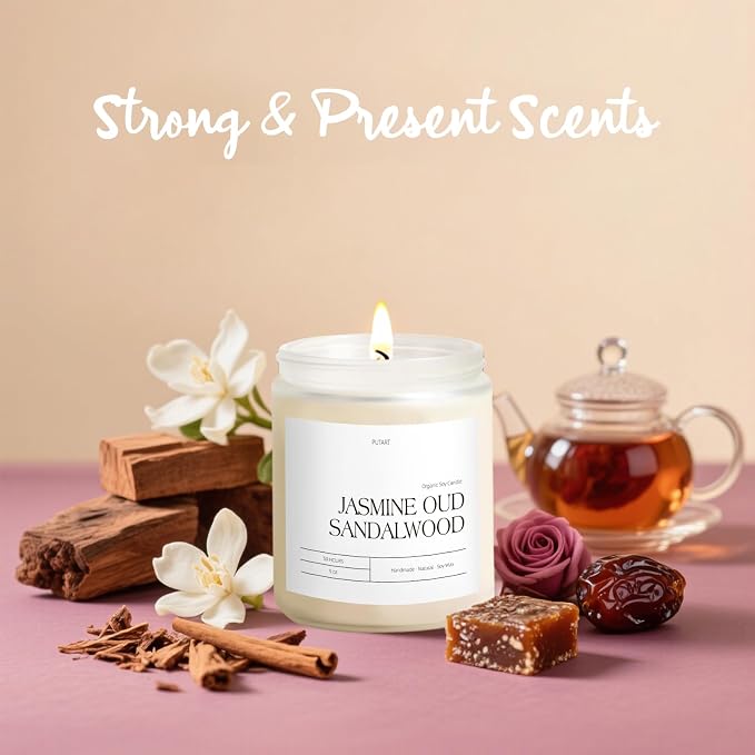 Jasmine, Oud & Sandalwood Scented Candles - Image 2