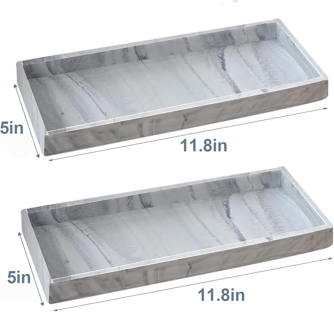 2PCS 11.8” L x 5” W Silicone Soap Dispenser Tray, Bathroom Sink Vanity Trays - Image 3