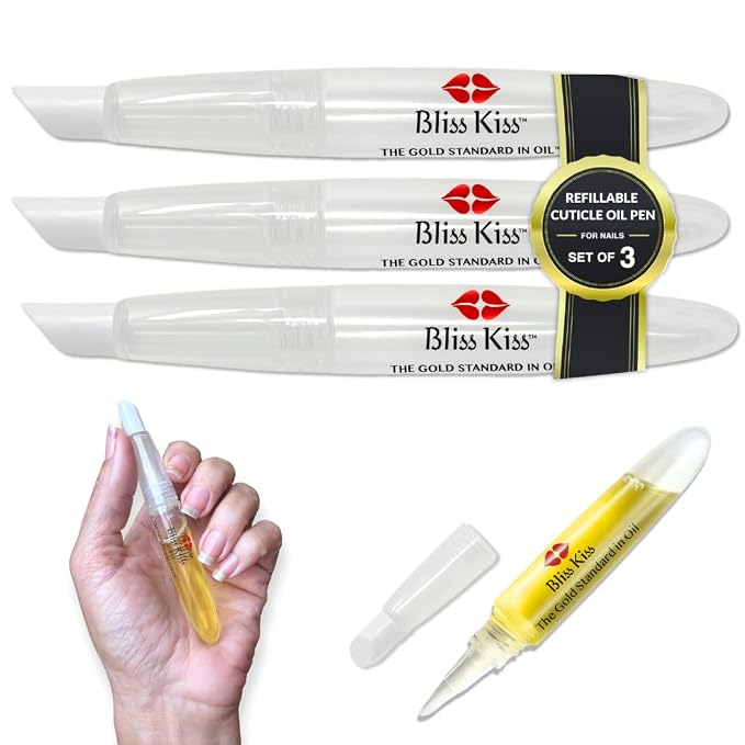 Bliss Kiss Refillable Squeeze Cuticle Oil Pen, Empty 3-Pack by BlissKiss
