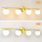 New Bathroom Vanity Light Fixtures Brushed Bronze Milk White Globe Glass Shade - Image 5