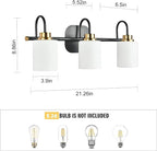 Mid Century Modern Matte Black and Gold 3 Lights Milky Glass Wall Light Fixture - Image 3