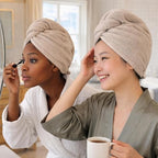 100% Turkish Cotton Hair Towel Wrap 2 Pack – Oeko-TEX Certified Quick Dry Turban - Image 6