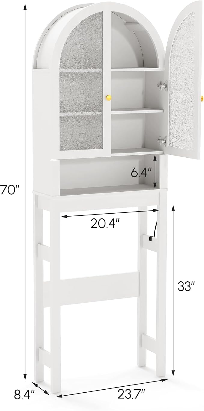 HMstone Over The Toilet Storage Cabinet, Arched Bathroom Organizer and Storage - Image 2