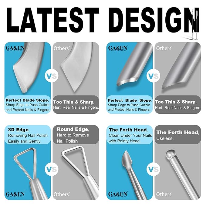 2PCS Metal Black Cuticle Pusher and Cutter Remover Salon Quality Stainless - Image 2