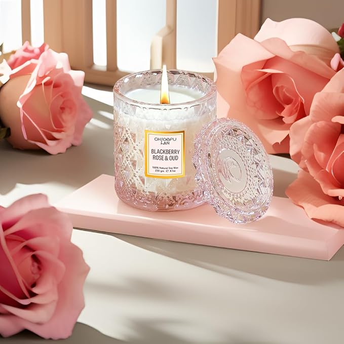 Chloefu LAN Rose Scented Candle, Oud Candle, Mothers Day Candles Gifts - Image 3