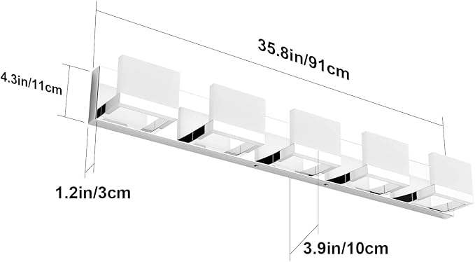 Tipace 5 Lights Modern Chrome Vanity Light - Image 4