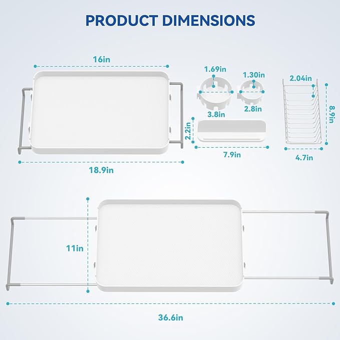 Bathtub Tray for Large Soaking Tub Table Tray Expandable Tub Shelf for Bathtub - Image 8