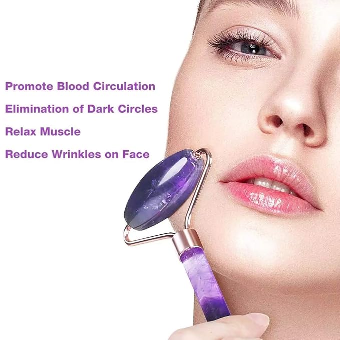 Jade Roller, Face Roller, Facial Beauty Roller Skin Care Tools, Quartz Massager - Image 5