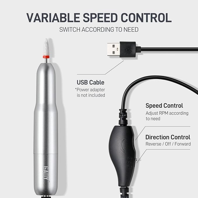 GAOY Electric Nail Drill for Acrylic and Gel, USB Electric Nail File, Portable - Image 4
