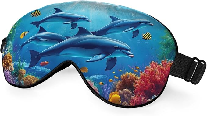 Dolphin Eye Mask Sleeping Mask Sea Fish Coral Whale Starfish Ocean World Sleep by Unknown