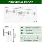 5-Light Modern Vanity Light Fixtures Over Mirror, Brushed Nickel Bathroom Light - Image 5