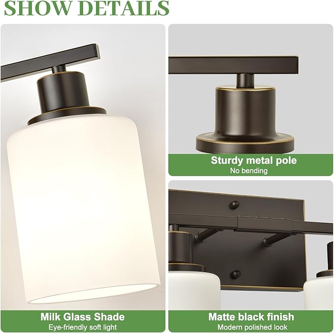 MOKATNG 4-Light Bathroom Light Fixtures, Vanity Light - Image 3