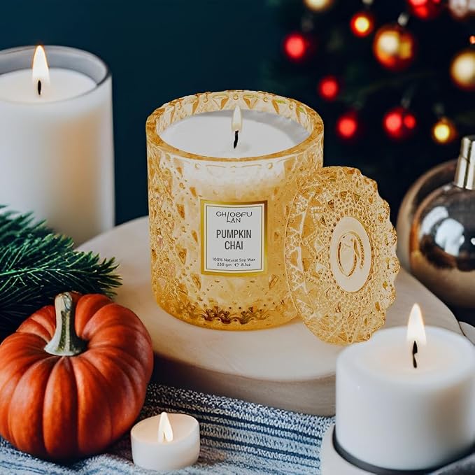 Chloefu LAN Pumpkin Chai Candles Halloween Candle Gift, Farmhouse Candles - Image 6