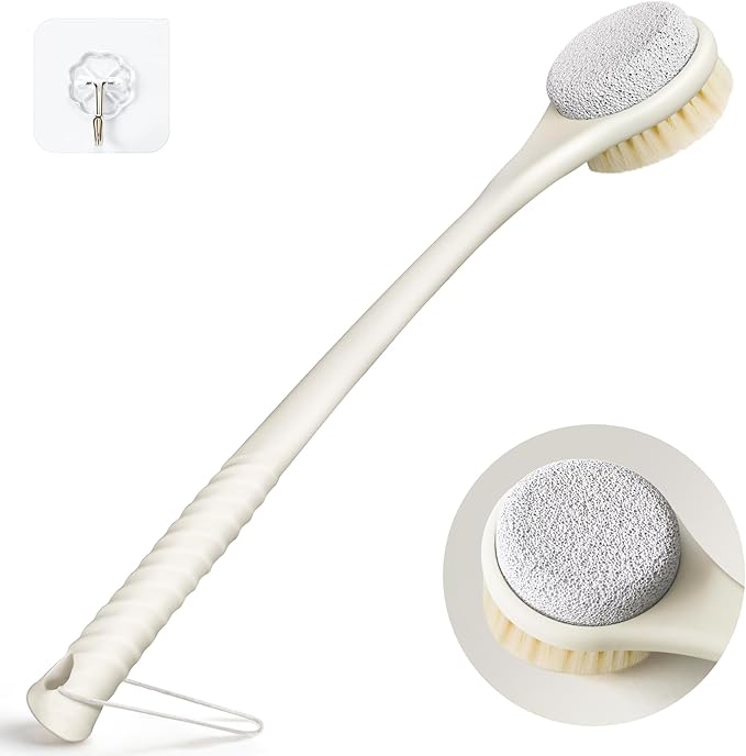 Back Scrubber for Shower, Long Handle Exfoliating Brush, Dual-Sided Bath Brush by CYMPHW