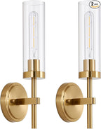 Hardwired Gold Wall Sconces Set of 2, Modern Bathroom Sconces Wall Lighting by SANTOSTOCK
