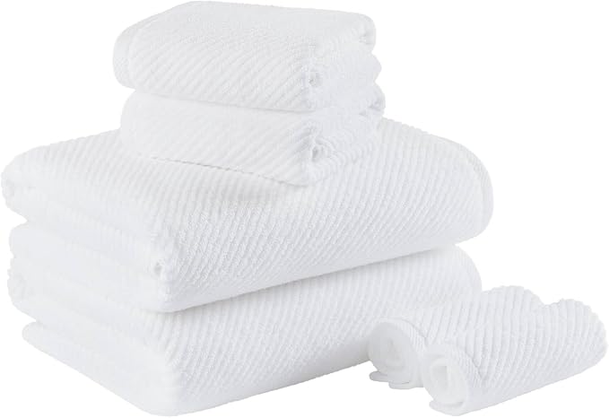 Madison Park Bathroom Towel Set of 6 Diagonal Ribbed, 500 GSM by MADISONPARK
