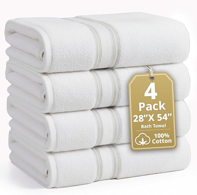 LANE LINEN 100% Cotton 4 Pack Bath Towels by LaneLinen