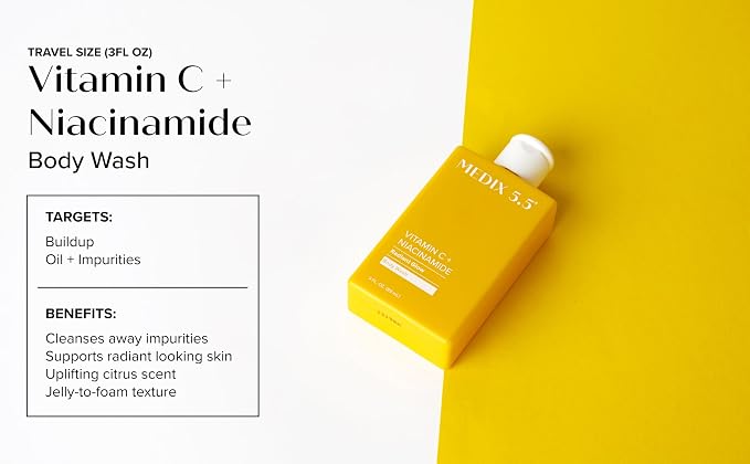 MEDIX Radiant Glow Vitamin C Body Wash W/ Niacinamide | Citrus Scented Gentle - Image 7