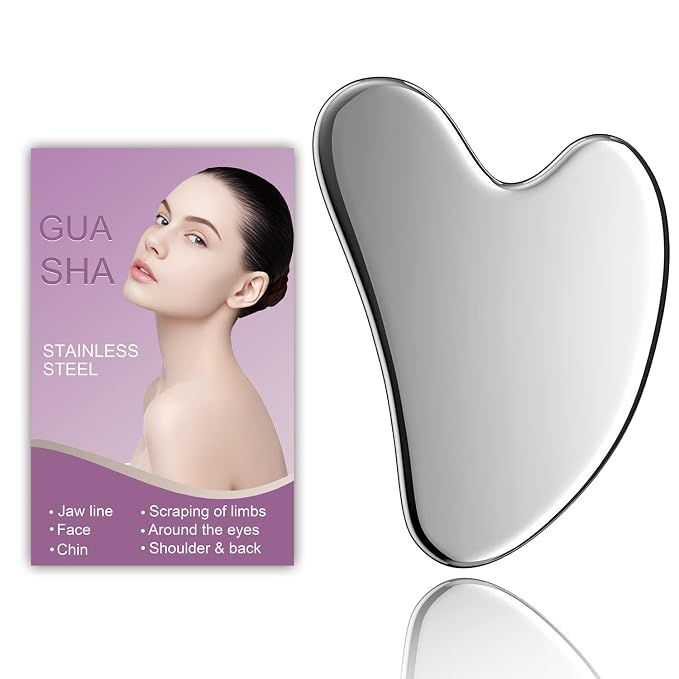 Stainless Steel Gua Sha Facial Tool Metal Silver Guasha - Image 7