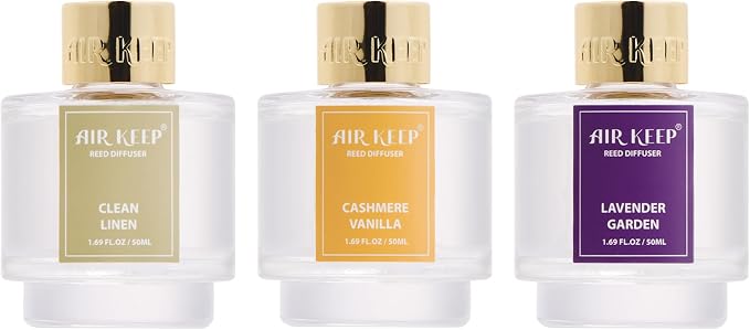 Airkeep Reed Diffuser Set of 3, Clean Linen Cashmere Vanilla Lavender Garden - Image 7