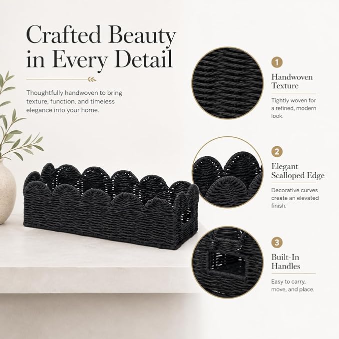 Scalloped Toilet Tank Basket for Back of Toilet, Bathroom Organizer for Tank Top - Image 4
