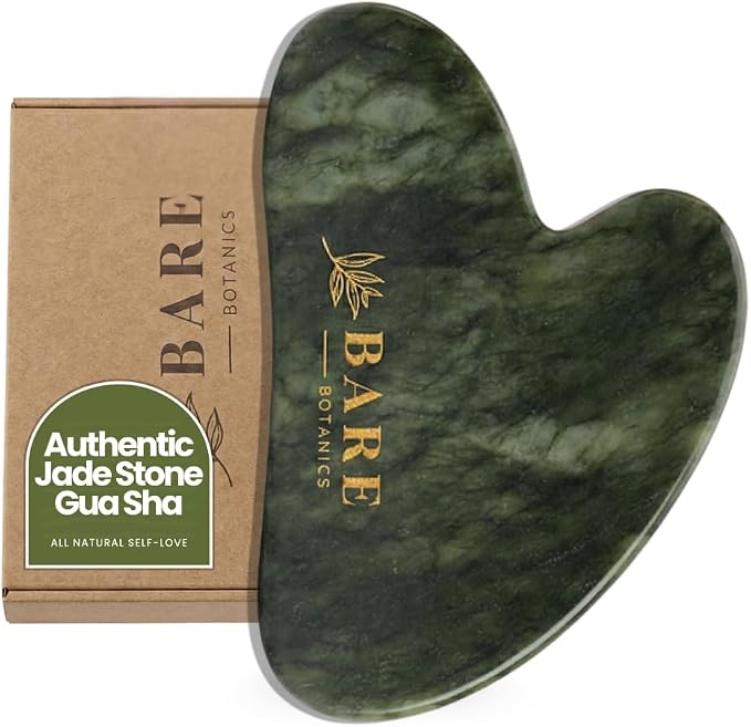 BARE BOTANICS Jade Gua Sha Facial Tool | Authentic Jade Stone by BareBotanics