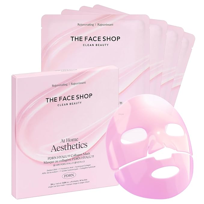 The Face Shop Rose PDRN Pink Collagen Face Mask, Korean Glass Skin Essential by THEFACESHOP