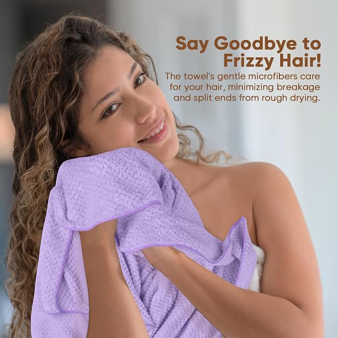 HOMEXCEL 5 Pack Microfiber Hair Towels - Image 3