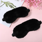 2 Pcs Black Plush Eye Mask Soft Sleeping Blindfold Eye Cover Comfortable Furry - Image 3