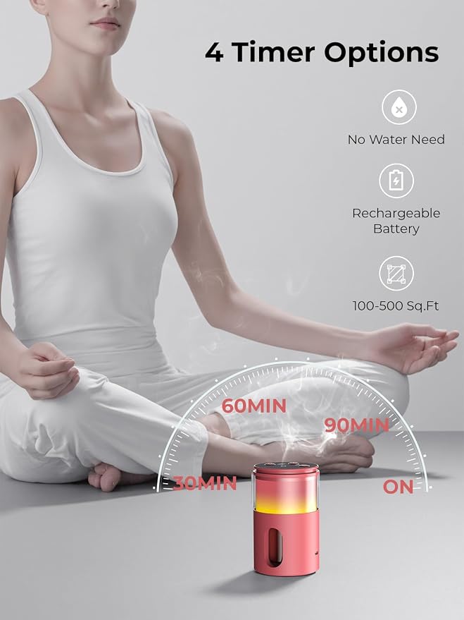Waterless Diffuser for Essential Oil: Mini Battery Scent Diffuser for - Image 4