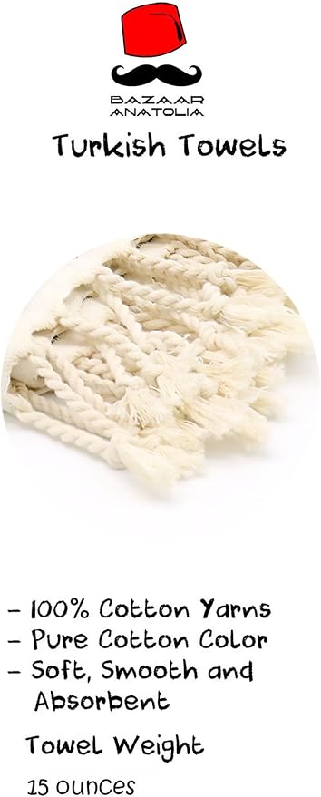 Bazaar Anatolia Turkish Bath Towel – 100% Cotton, Quick Dry Boho Farmhouse Decor - Image 5