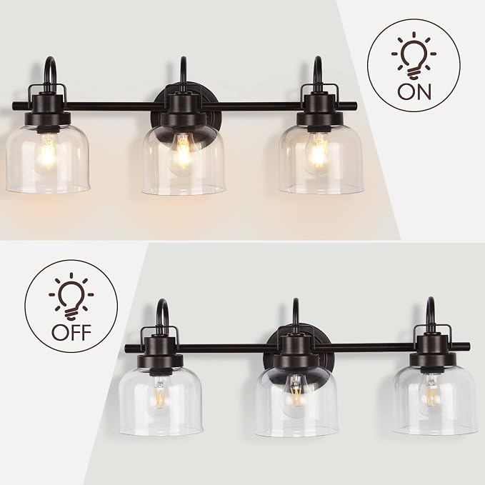 Bronze Bathroom Vanity Lights, 3-Light Vanity Light Fixtures - Image 4