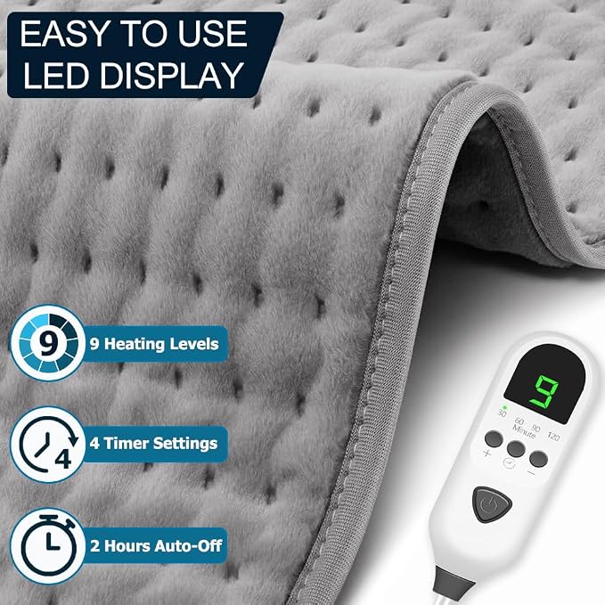 Heating Pad for Back Pain & Period Cramps Relief, 9 Heat Settings Electric - Image 3