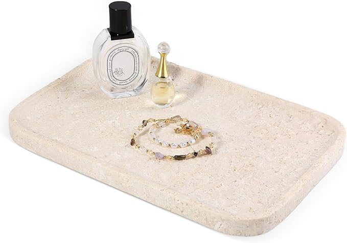Karibiber Natural Marble Vanity Tray, 11.8" Marble/Stone Bathroom Tray by Karibiber