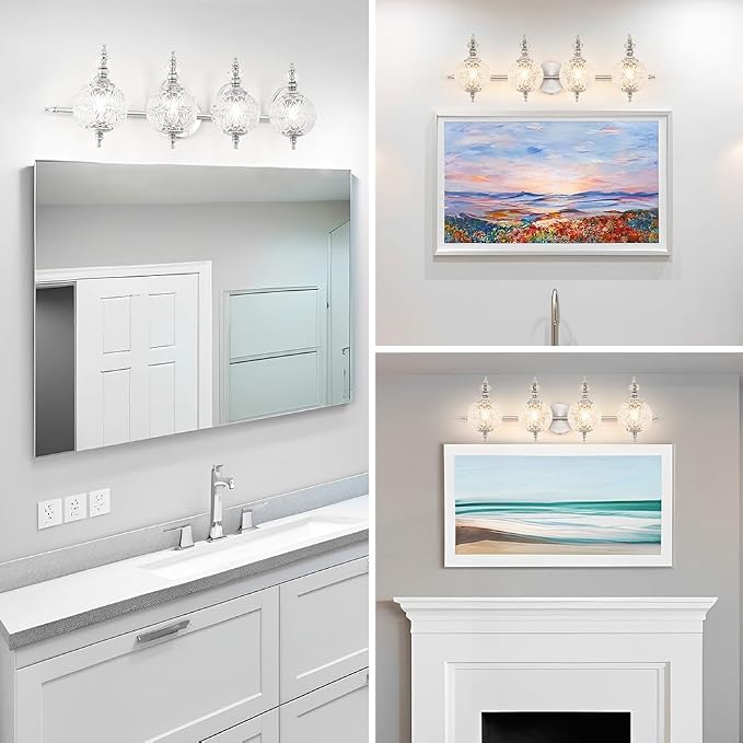 Brushed Nickel Bathroom Vanity Light Fixture Vintage Style - Image 3