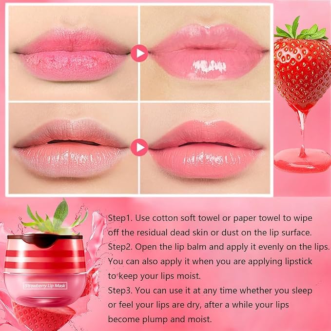 5PCS Bee Lip Balm Honey Pot，Honey&Strawberry&Watermelon&Cherry&Apple Lip Mask - Image 5