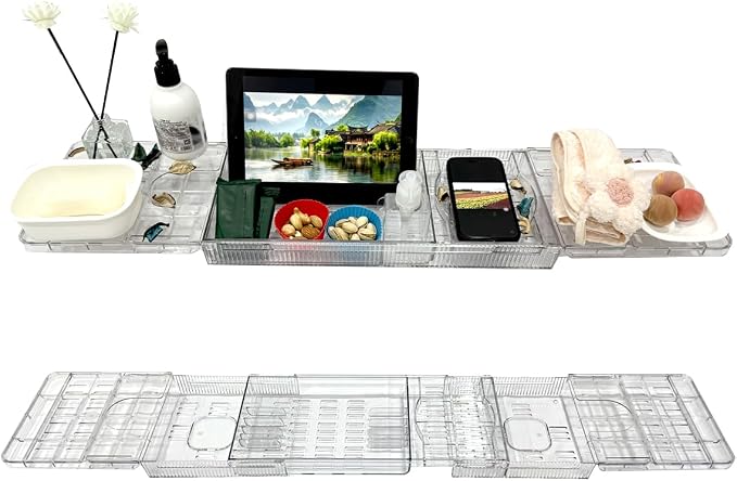Large Capacity Adjustable Bath Tub Tray by Unknown